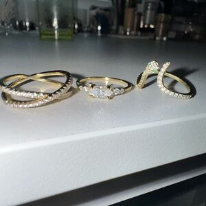 Gold and Silver Infinity Solitaire Wave Ring Set size 8